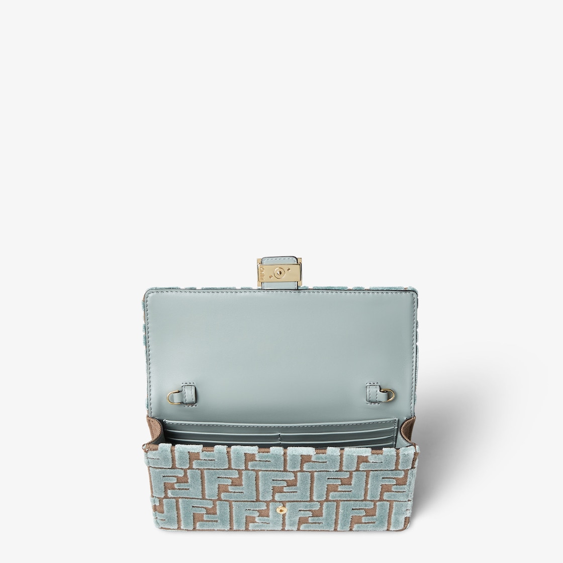 FENDI Wallet On Chain Baguette Matcha green FF jacquard velvet wallet - Image 2